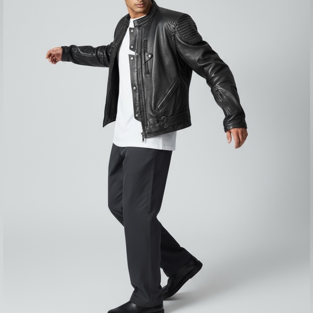 Vintage Teknic Leather Moto Jacket – Streetwear Biker Style